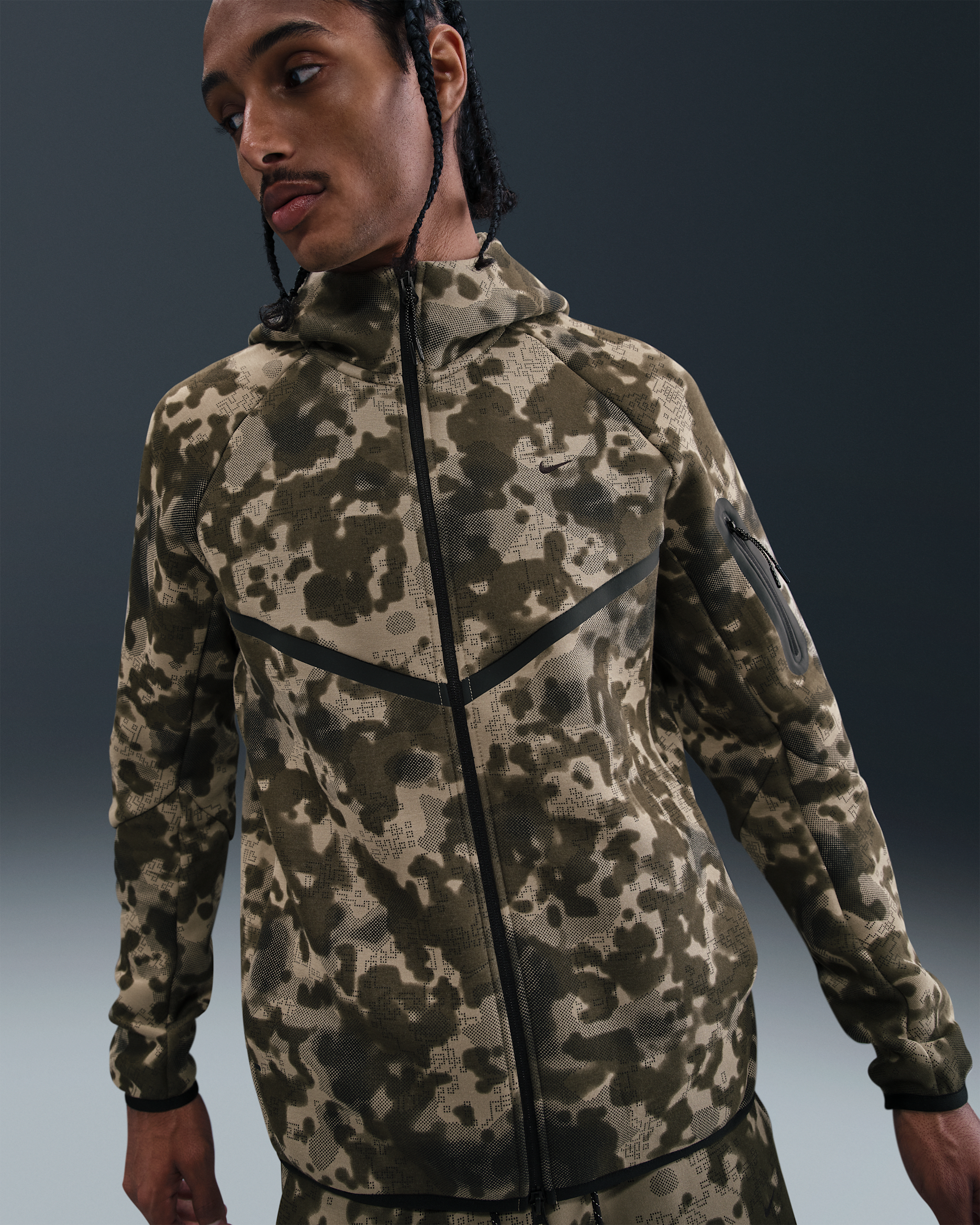 NIKE CAMO TECH FLEECE NIKE ナイキ テックフリース Nike Tech Men's Full-Zip Fleece Camo Windrunner Jacket. Nike IL